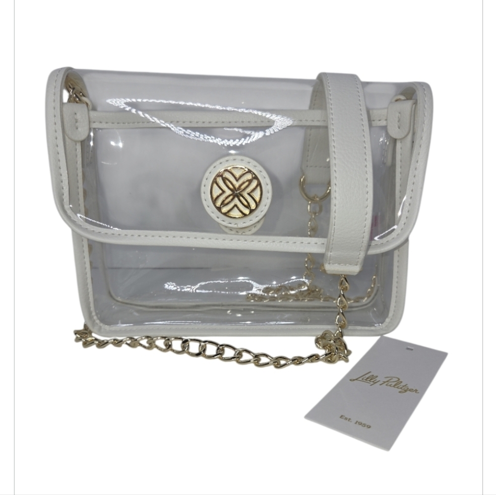Lilly Pulitzer Amberlie Clear Crossbody Bag Chain Detail NEW